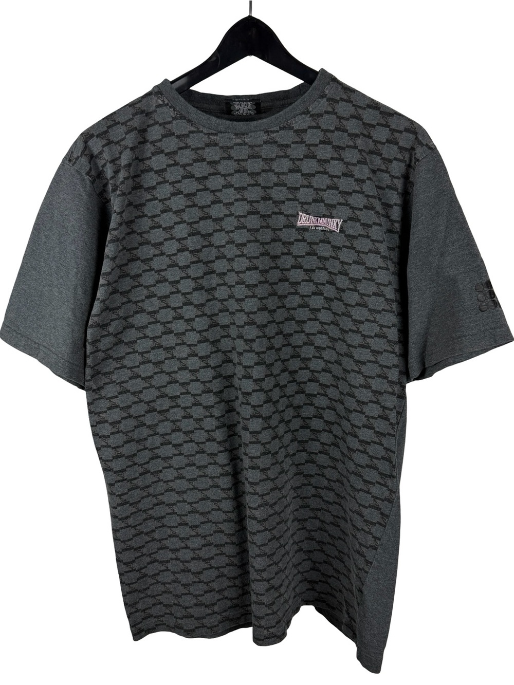 Vintage Y2K DrunknMunky Streetwear AOP Skate Logo Grey Shirt Size XL